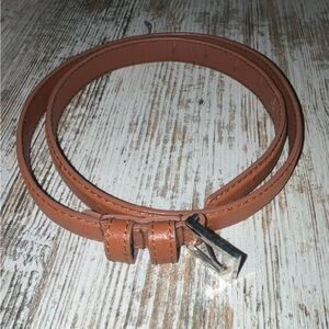 Classic Tan Double-Wrap Leather Belt thin